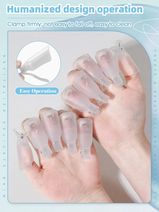 19092 1b-053 Clips transparentes para quitar esmalte de uñas 10 Pzas