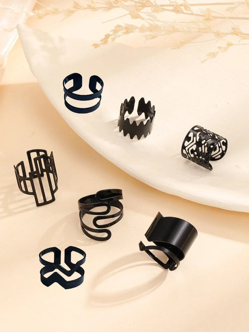 10304 1b-057 Siete piezas/set anillo hueco