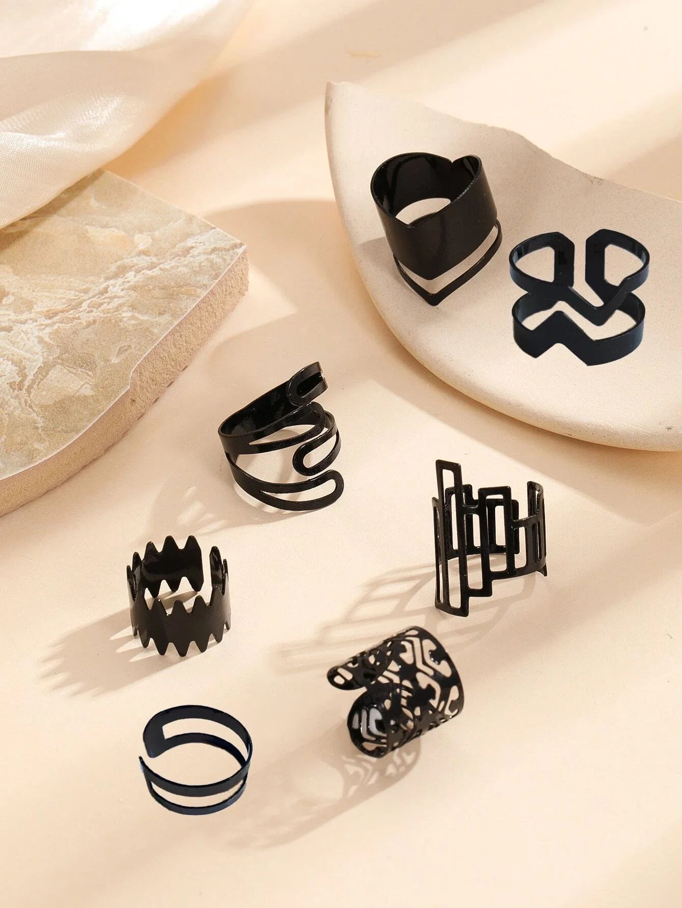 10304 1b-057 Siete piezas/set anillo hueco