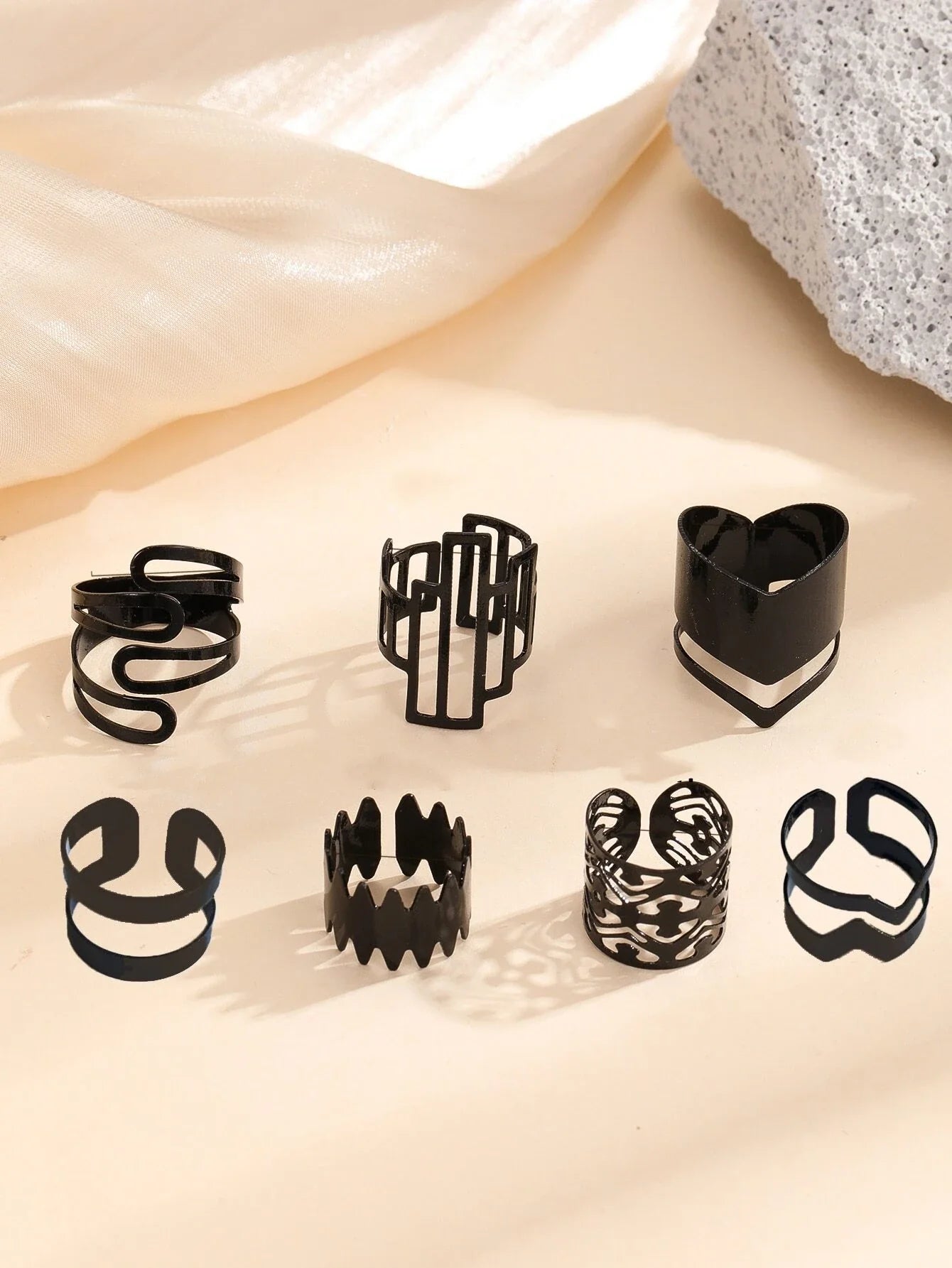 10304 1b-057 Siete piezas/set anillo hueco