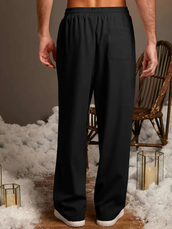 6683 1t-011 Pantalones con diseño de parche de letra de cintura con cordón