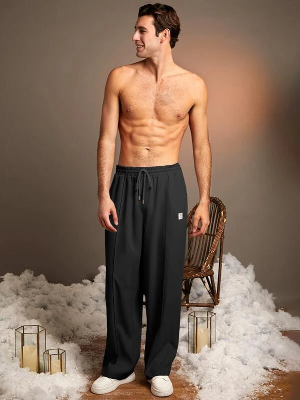 6683 1t-011 Pantalones con diseño de parche de letra de cintura con cordón