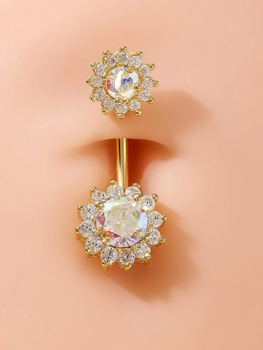 15281 1b-052 Anillo de ombligo con decoración de circonita cúbica