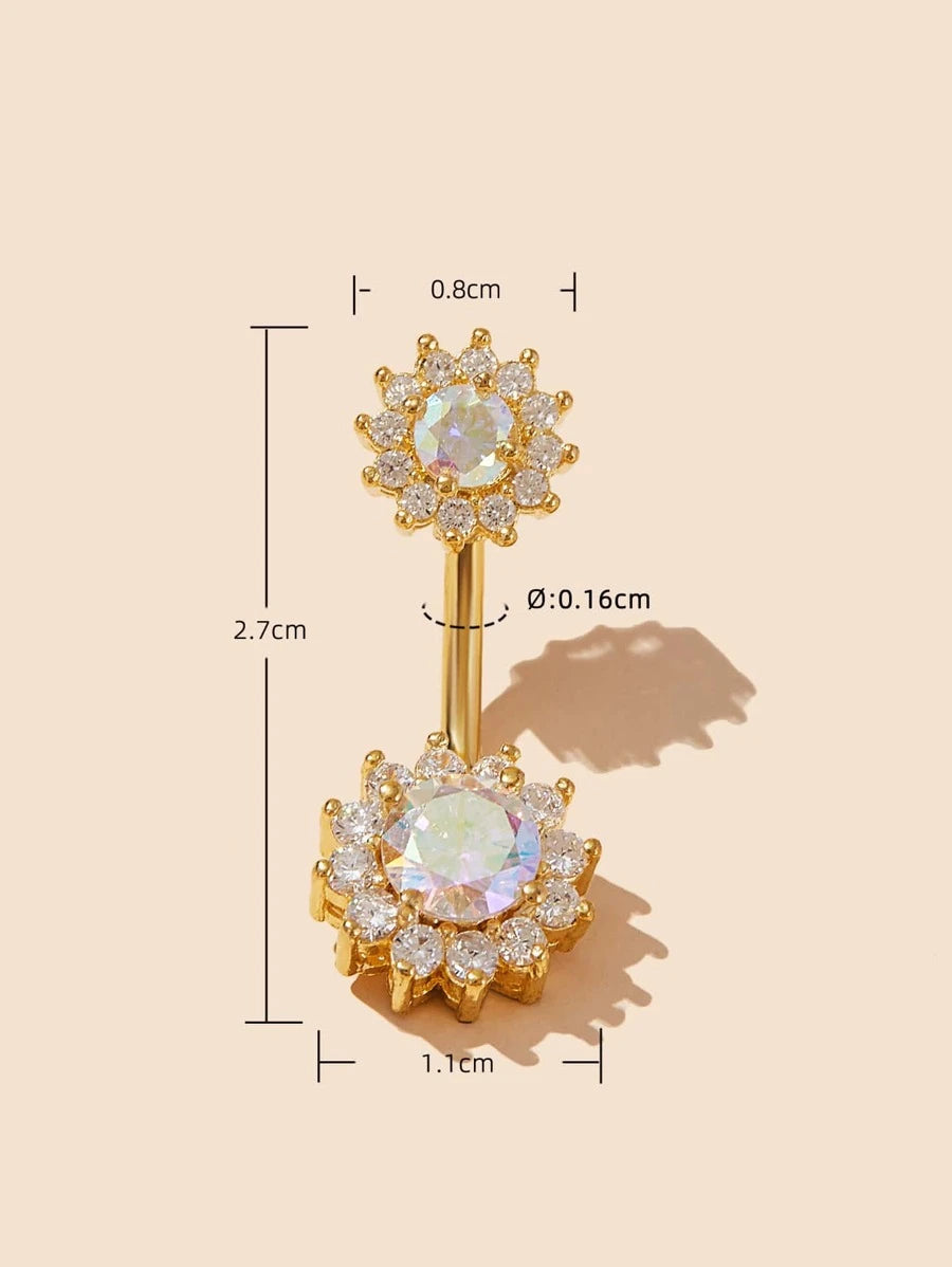 15281 1b-052 Anillo de ombligo con decoración de circonita cúbica