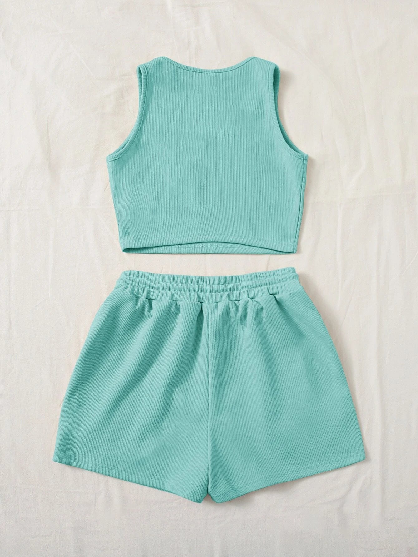 6220 EZwear de cuello scoop Top tank & de cintura con cordón Shorts