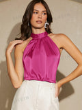 16989 1t-007 Top halter unicolor de satén 1 Pza
