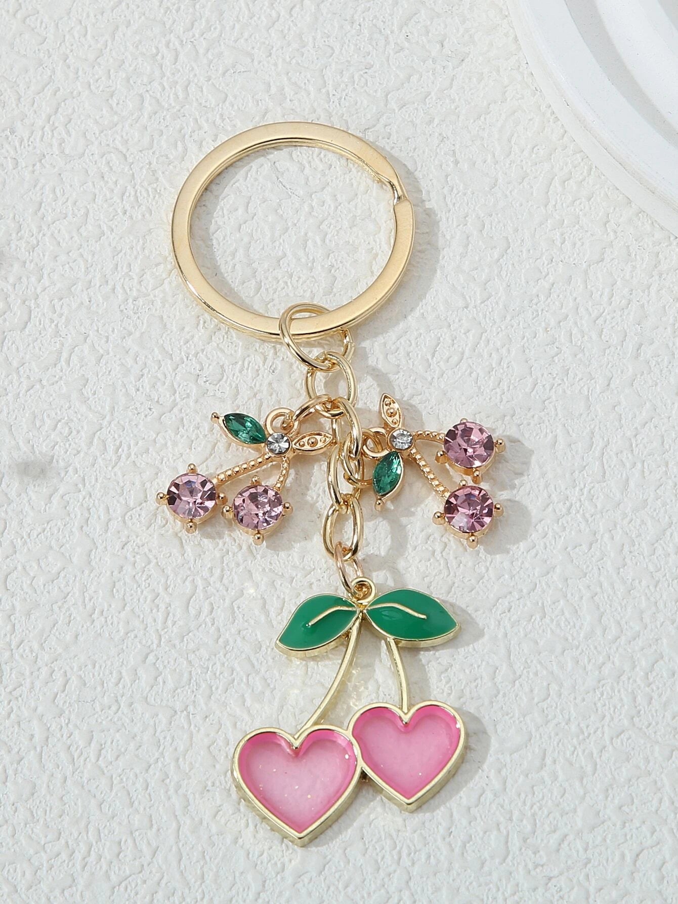 7280 b01-15 Nuevo Llavero De Cereza En Forma De Corazón