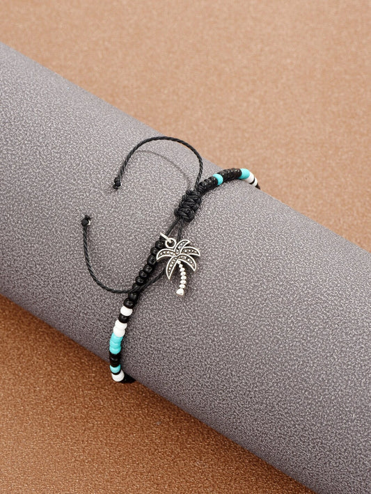 3552 1b-01-15 Pulsera tobillera con cuenta bohemio palmera accesorio