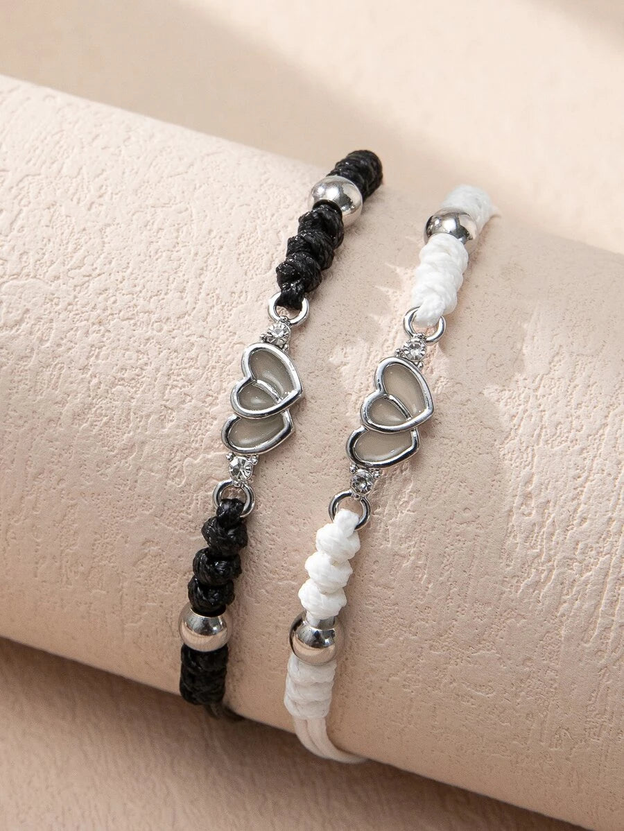 10903 1b-047 conjunto dos piezas Pulsera brillante con adorno de corazón