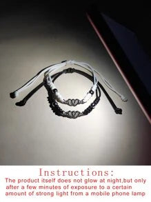 10903 1b-047 conjunto dos piezas Pulsera brillante con adorno de corazón