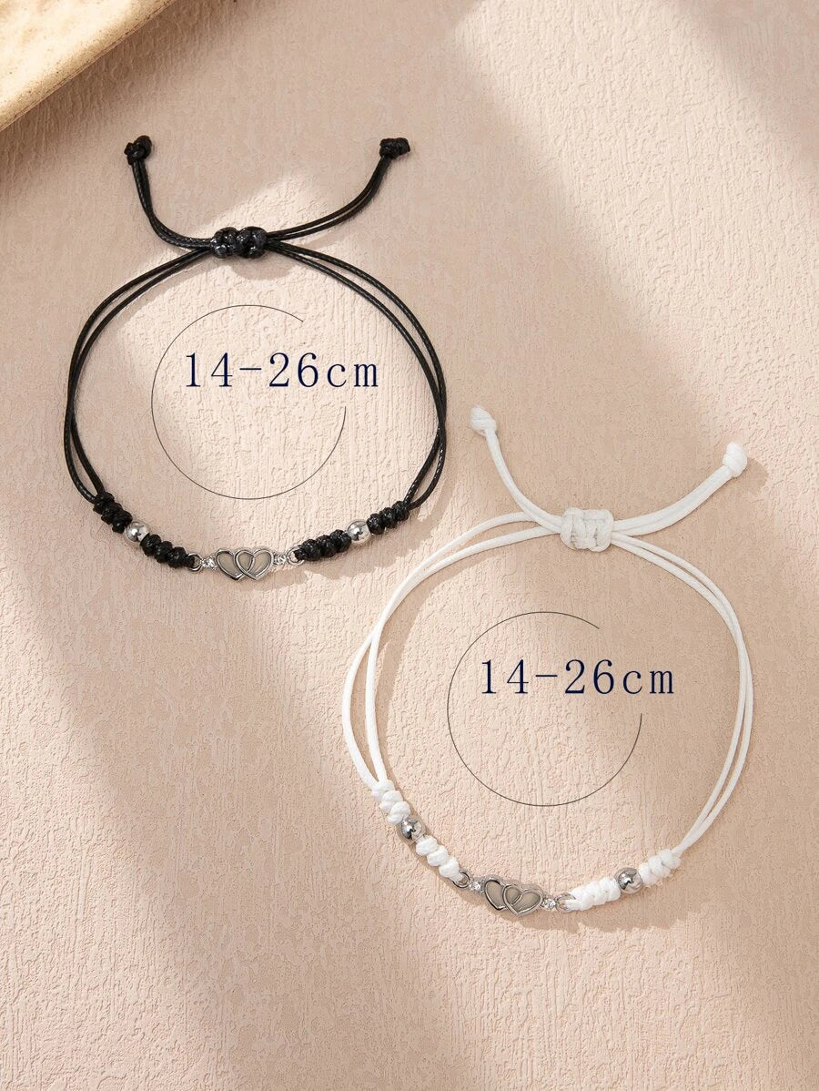 10903 1b-047 conjunto dos piezas Pulsera brillante con adorno de corazón