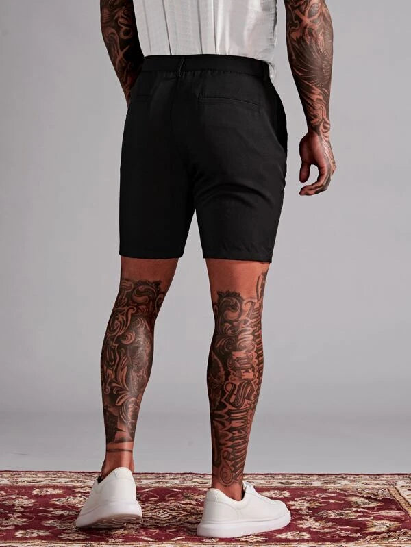 7044 a04-01 Shorts unicolor con bolsillo oblicuo para hombres