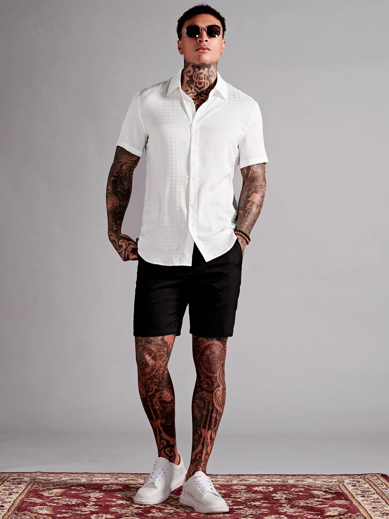 7044 a04-01 Shorts unicolor con bolsillo oblicuo para hombres