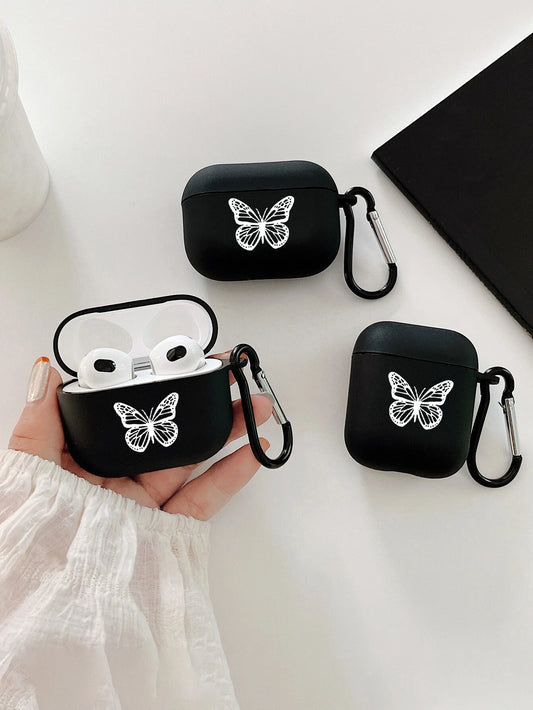 9891 2t-009 Funda compatible con Airpods con patrón de mariposa