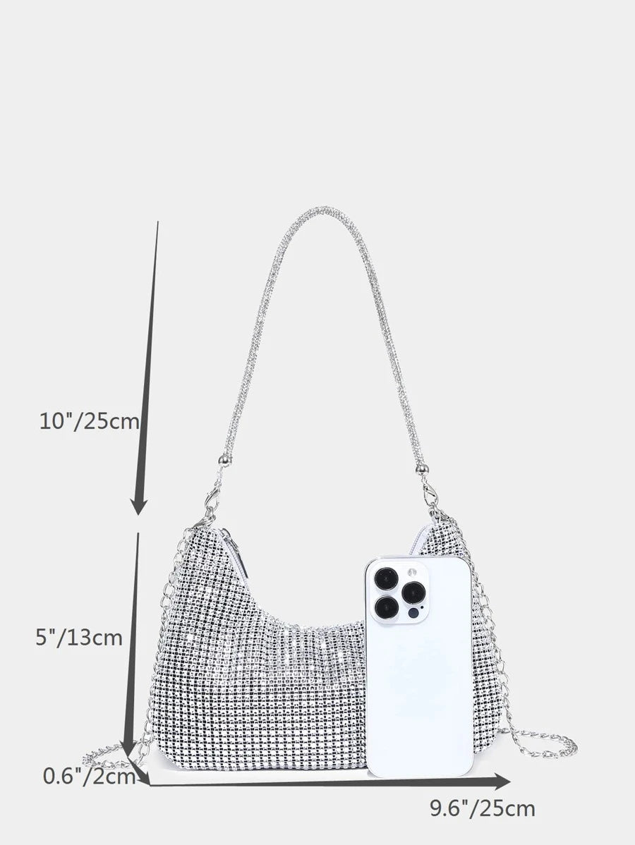 14806 1c-02-07 Bolso Tipo Hobo Decorado Con Lentejuelas
