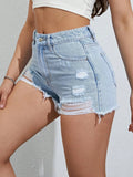 5931 Shorts mezclilla desgarro bajo crudo