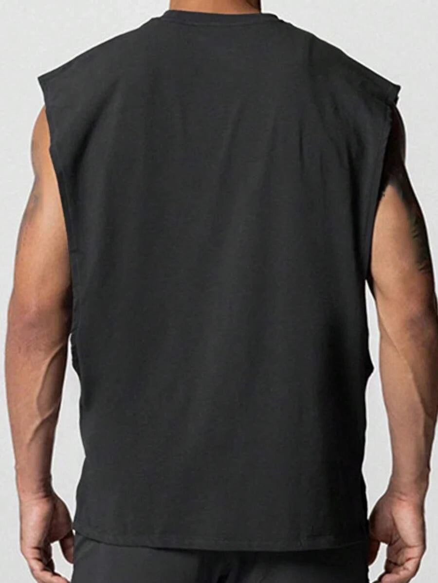 10835 1t-006 Hombres Top tank deportivo con estampado de letra