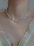 6034 Collar en Y con diamante de imitación con diseño de mariposa