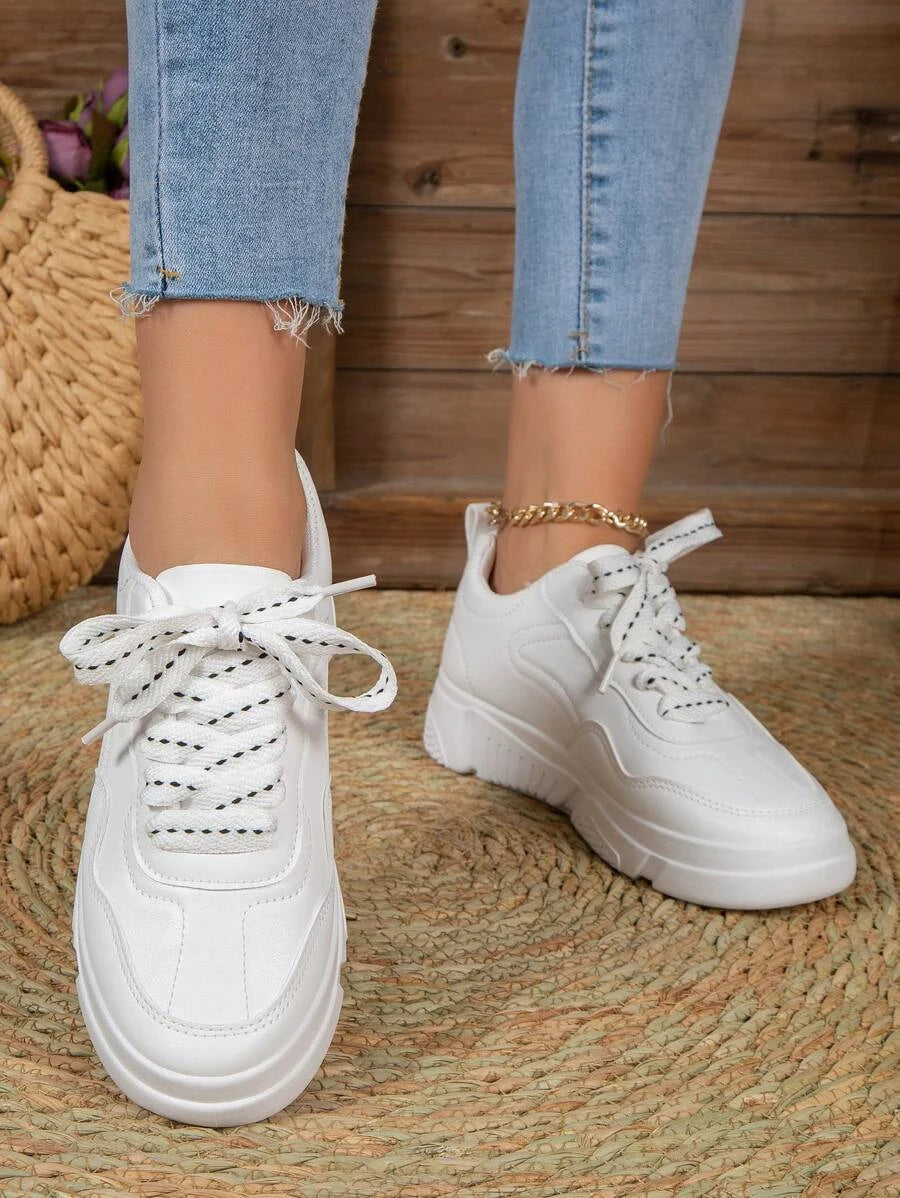 10638 2c-01-02 Zapatillas deportivas con diseño de puntada Zapatillas de skate deportivo blanco