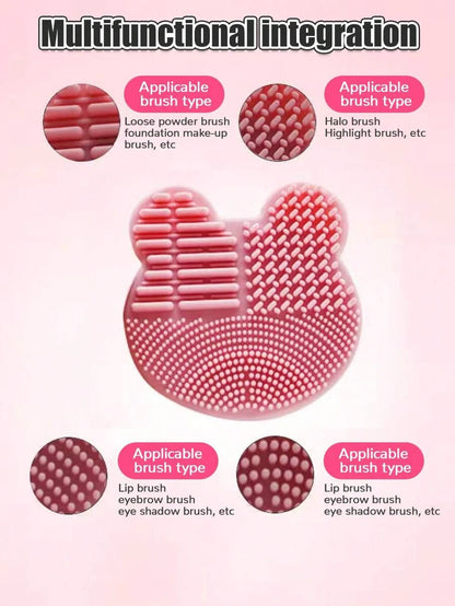 11395 B03-16 Herramienta de limpieza de brochas de maquillaje: 1 cuenco de silicona rosa