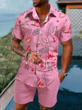 11451 A01-04  estampado tropical Camisa & Shorts
