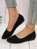 10635 1c-022 Mujer Zapatillas planas minimalista de punta elegante negro de serraje falso