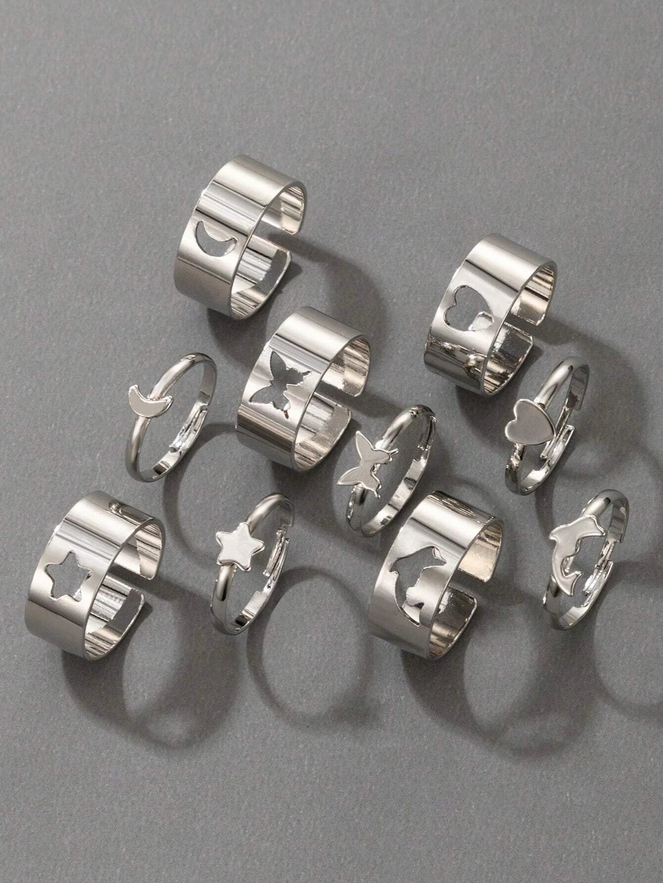 9359 1b-017 Set Anillos 10 piezas con diseño variado