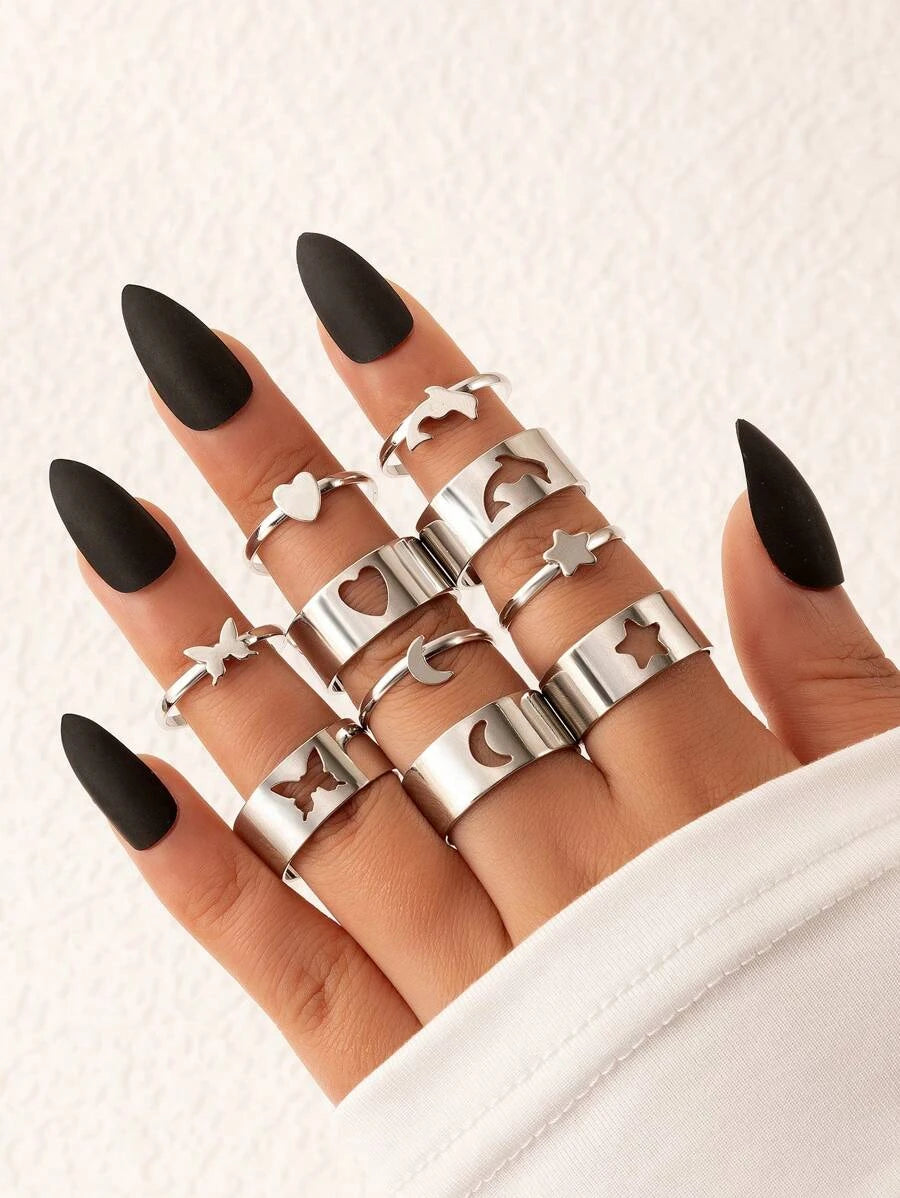 9359 1b-017 Set Anillos 10 piezas con diseño variado