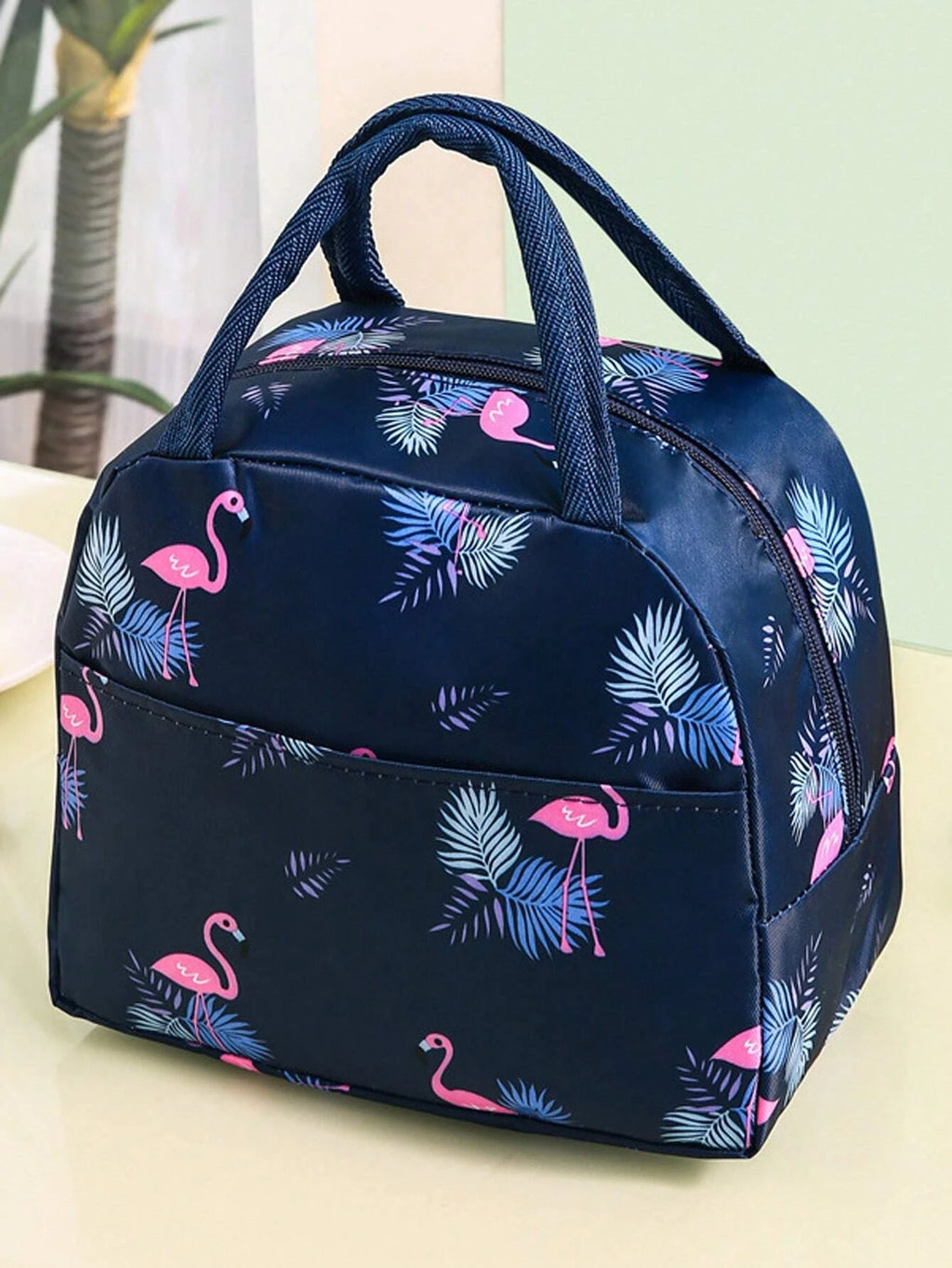 15937 1c-01-01 Bolso Diseño Hojas Y Flamingos 1 Pza