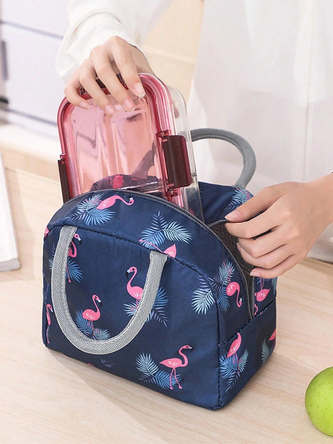 15937 1c-01-01 Bolso Diseño Hojas Y Flamingos 1 Pza