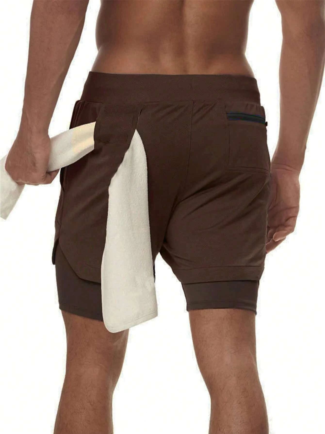 6529 1a-01-03 Shorts deportivos bolsillo de celular con Bucle de toalla