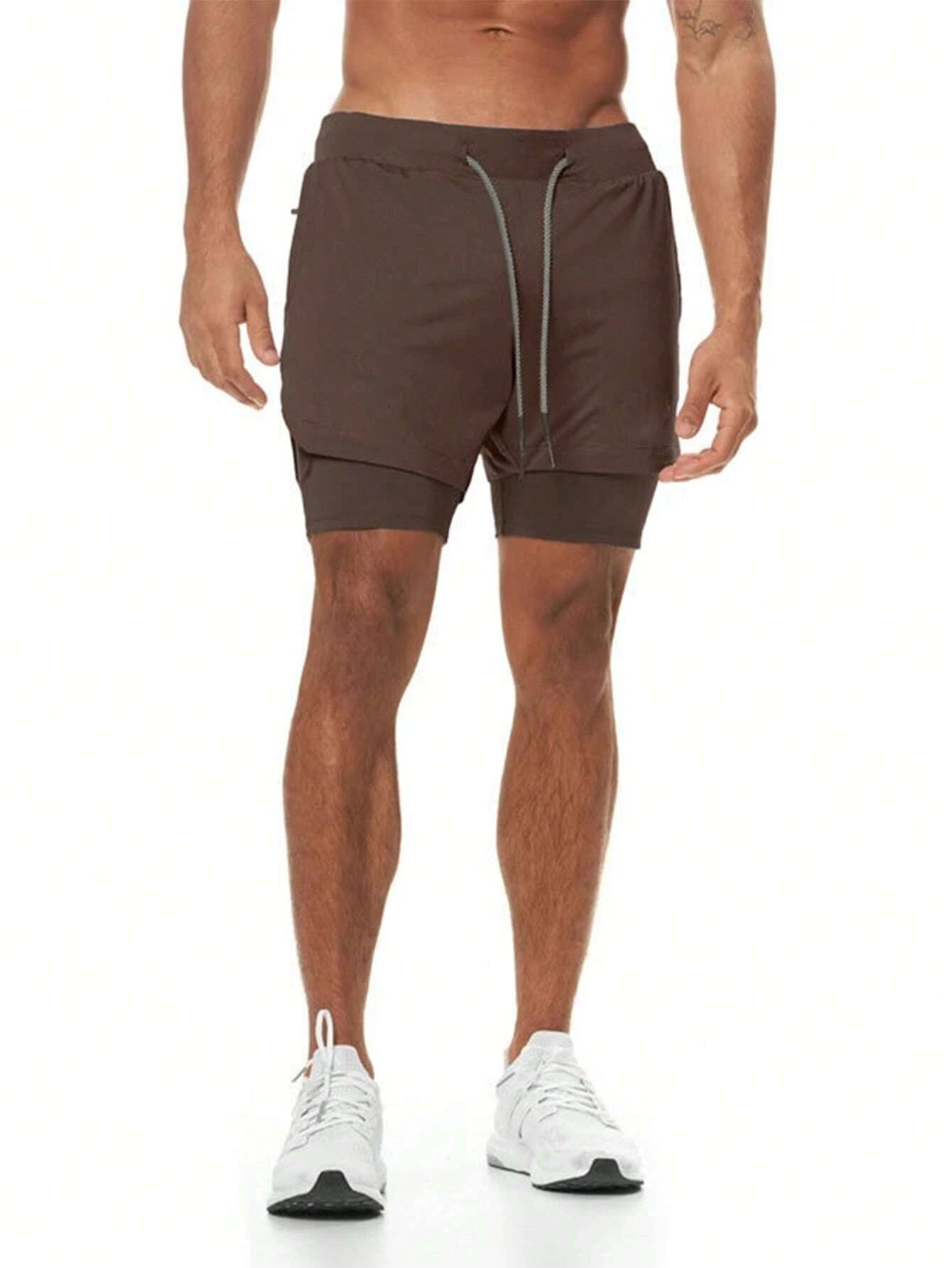 6529 1a-01-03 Shorts deportivos bolsillo de celular con Bucle de toalla