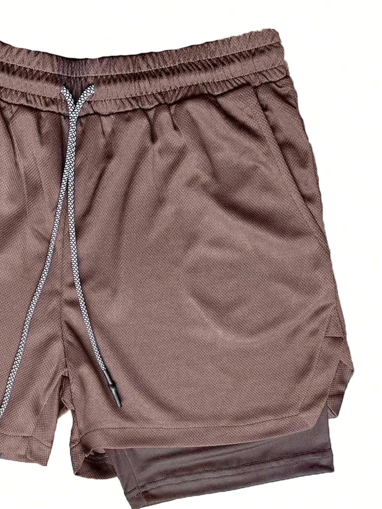 6529 1a-01-03 Shorts deportivos bolsillo de celular con Bucle de toalla