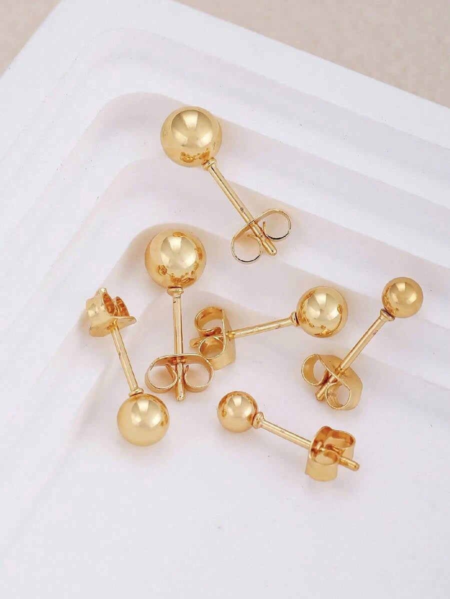 11334 B03-02 3 pares/set Pendientes de tachuela de moda de acero inoxidable con diseño de bola para hombres para decoración diaria