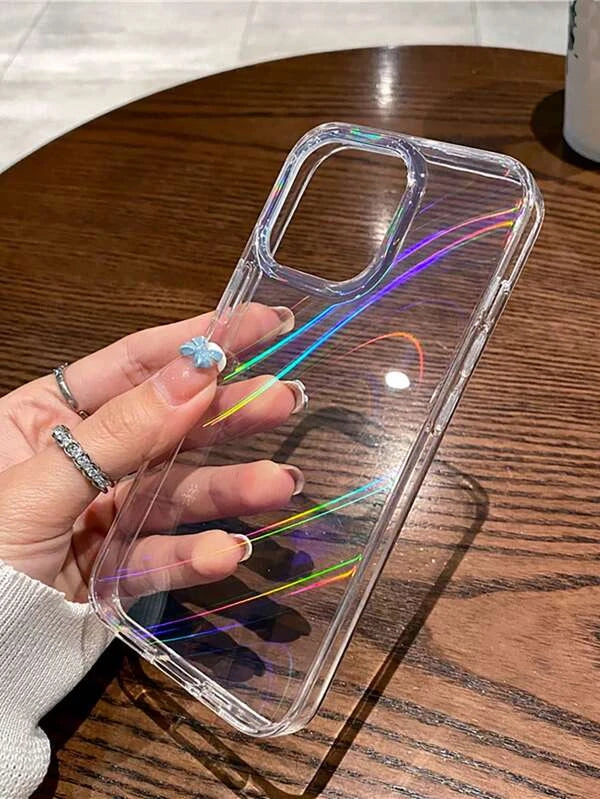 7684 1b-04-17 Funda holográfica transparente para teléfono compatible con iPhone 12/12 Pro