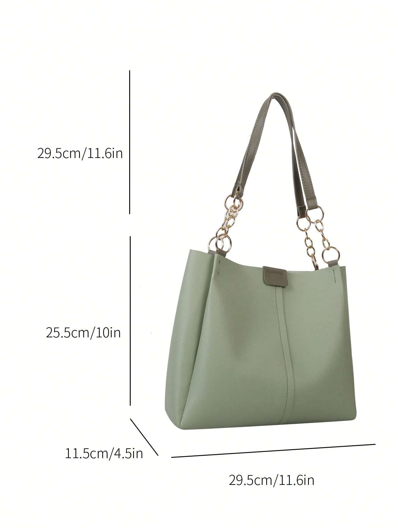 8464 1c-018 Bolso Tote de hombro PU con diseño de parche doble asa