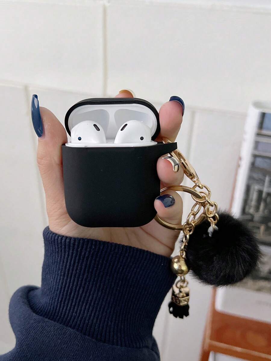 10721 b01-40 Funda compatible con Airpods felpa bola colgante