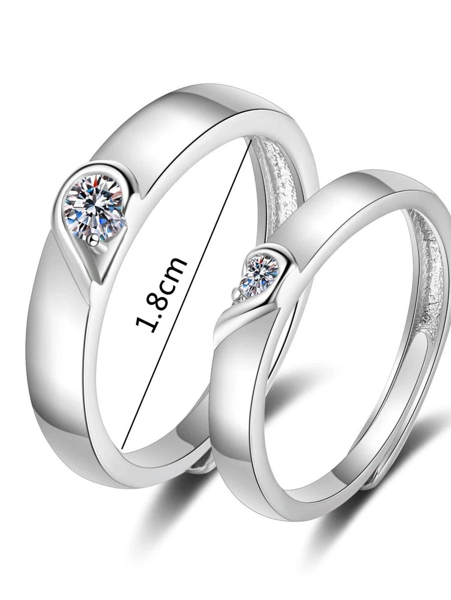 9362 a10-19 Anillo de pareja con diamante de imitación y adorno de corazón