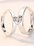 9362 a10-19 Anillo de pareja con diamante de imitación y adorno de corazón