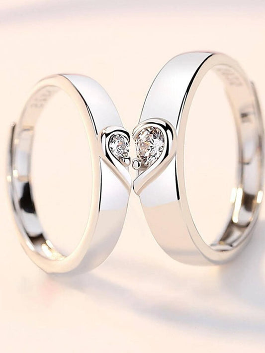 9362 a10-19 Anillo de pareja con diamante de imitación y adorno de corazón