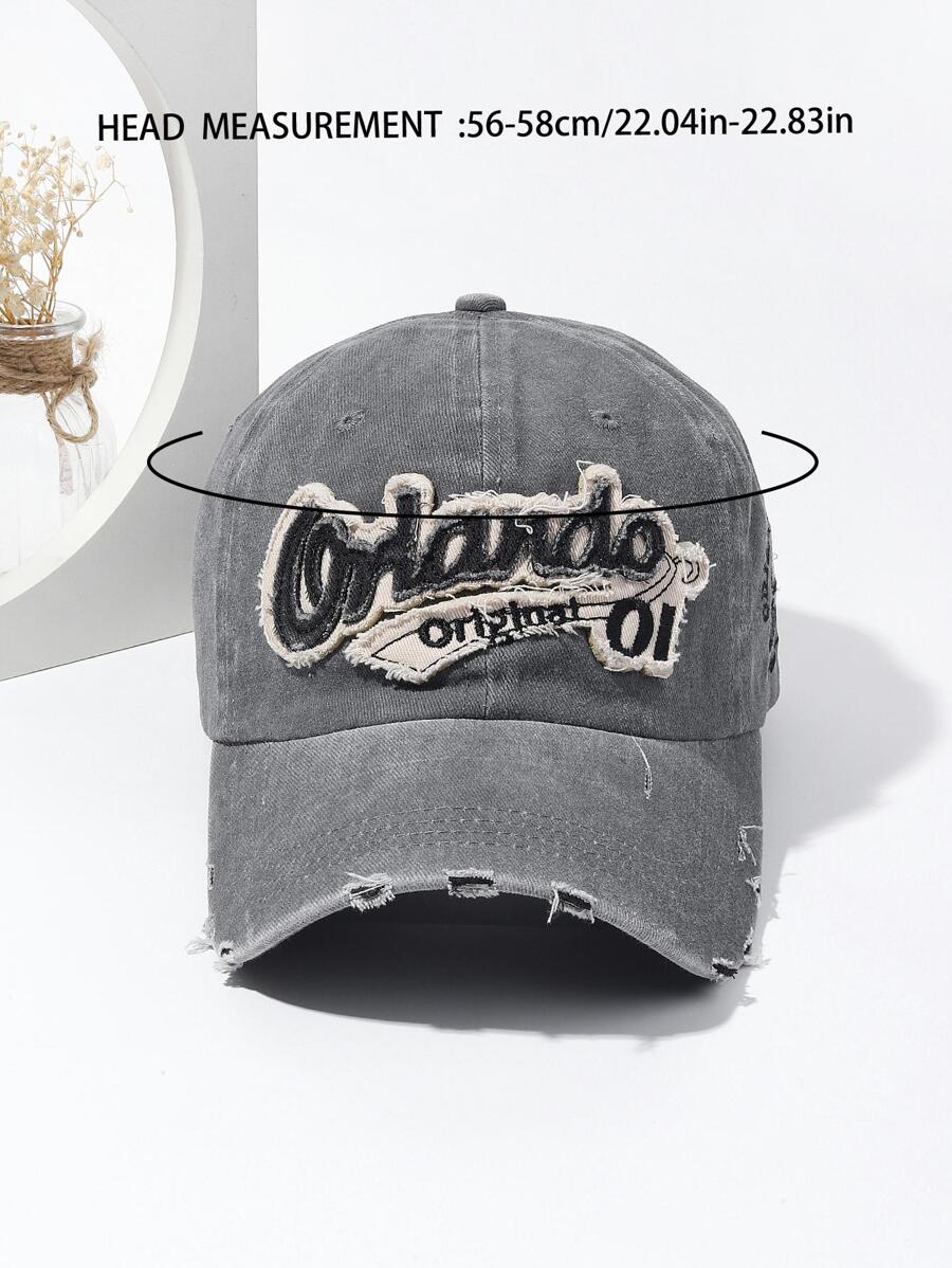 8515 b02-04 Gorra de béisbol rasgada con bordado de letra