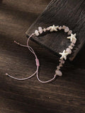 6596 1b-063 Pulsera tobillera con cuenta bohemio con diseño de estrella de mar para mujeres para playa