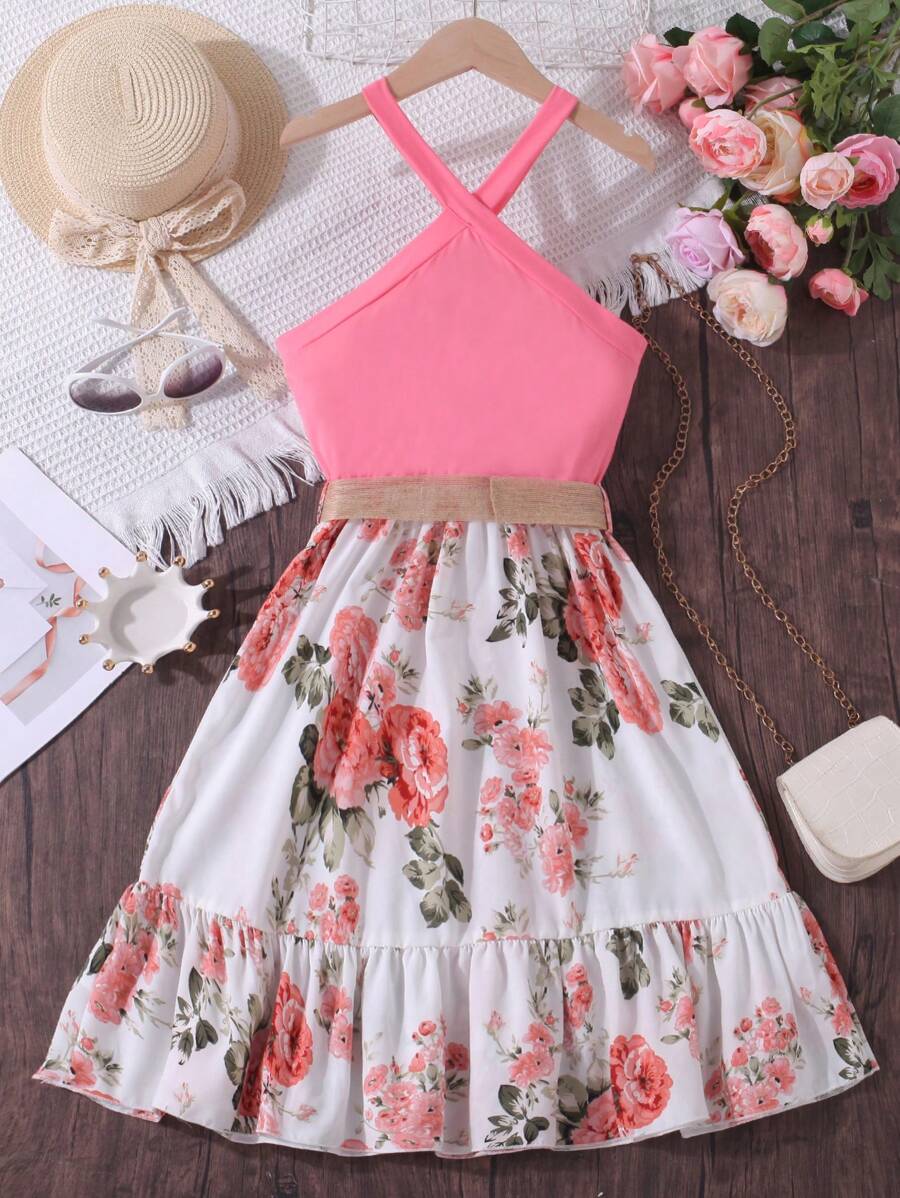 15836 2a-03-25 Vestido de tirantes con estampado floral bajo