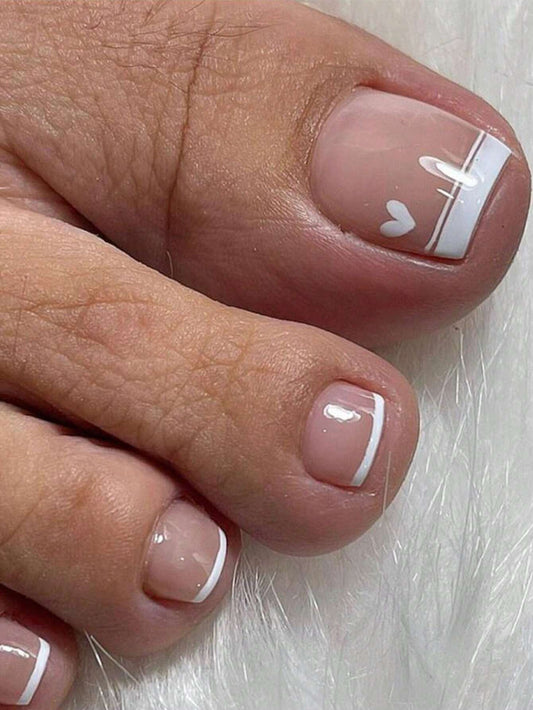 6076 1b-01-16 Kit 24 piezas Aurora color blanco francés amor uñas de los pies con 1 lima de uñas y 1 gel de gelatina