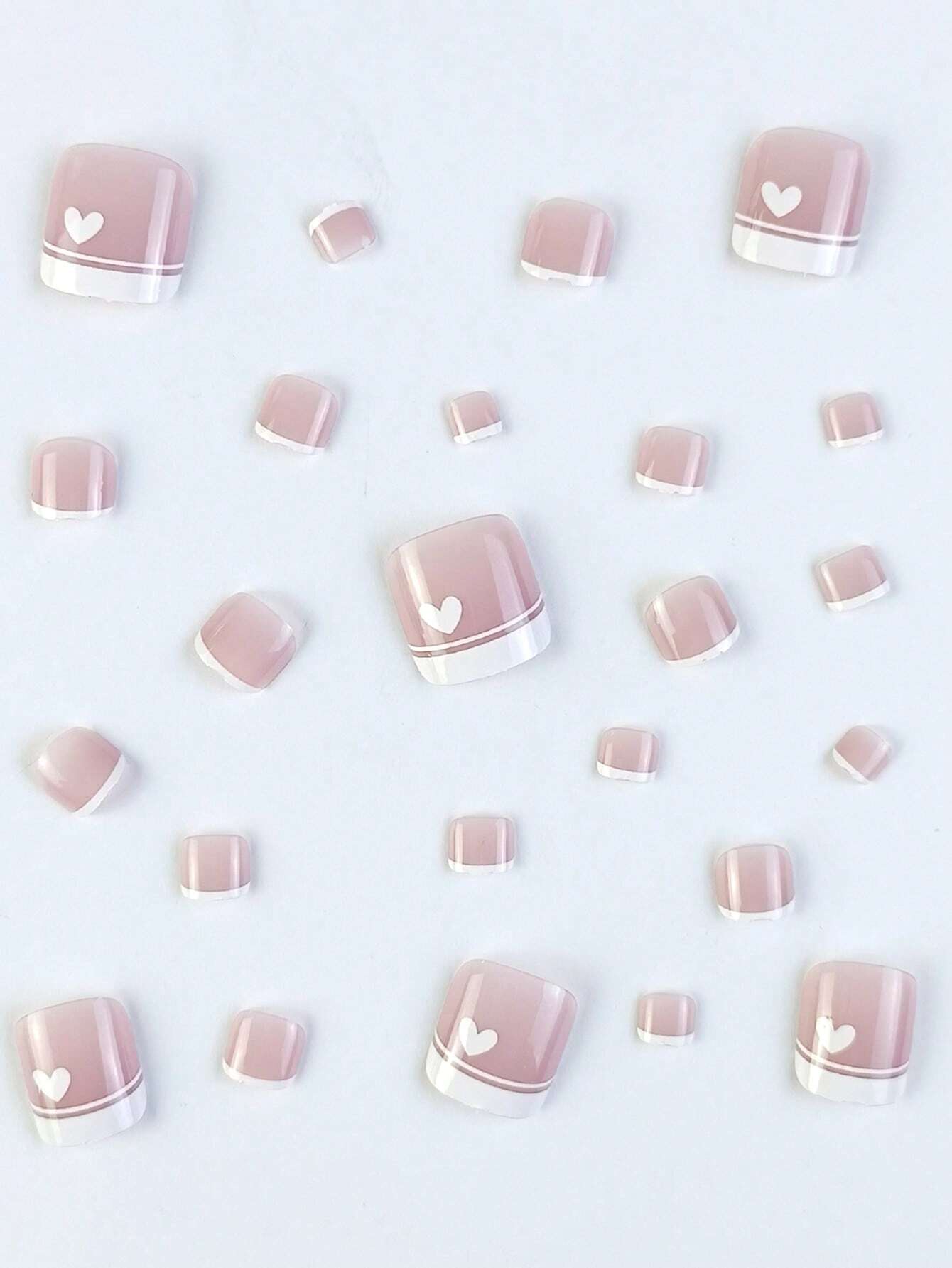 6076 1b-030 Kit 24 piezas Aurora color blanco francés amor uñas de los pies con 1 lima de uñas y 1 gel de gelatina