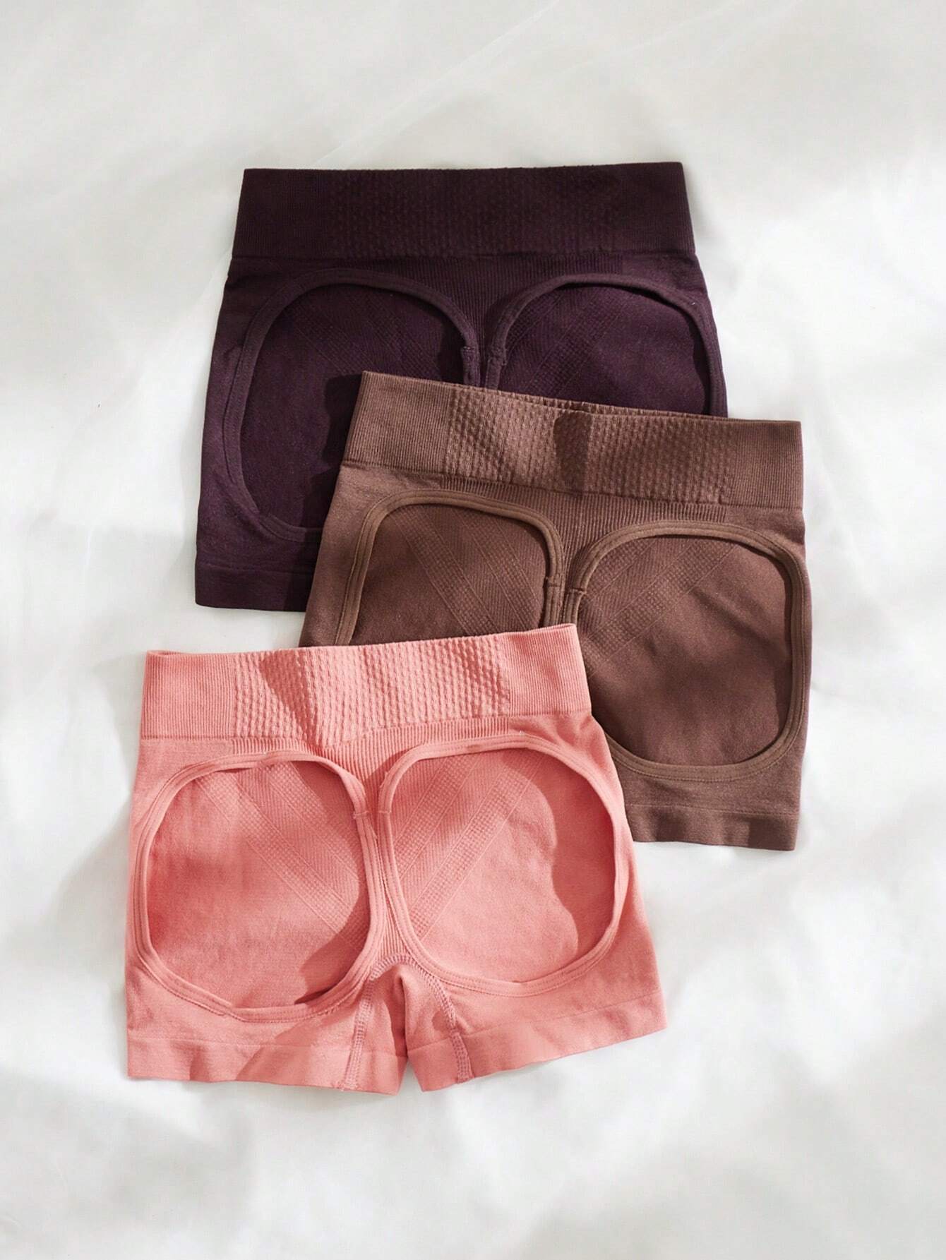 5774 a06-06 Tres piezas Shorts Faja unicolor tejido de canalé
