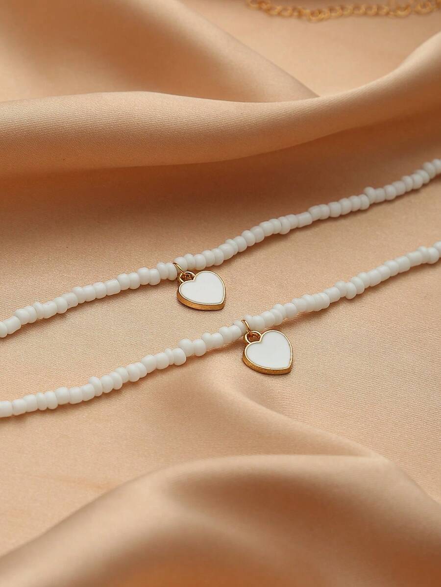 10037 1b-076 Set dos piezas collar y pulsera con corazón