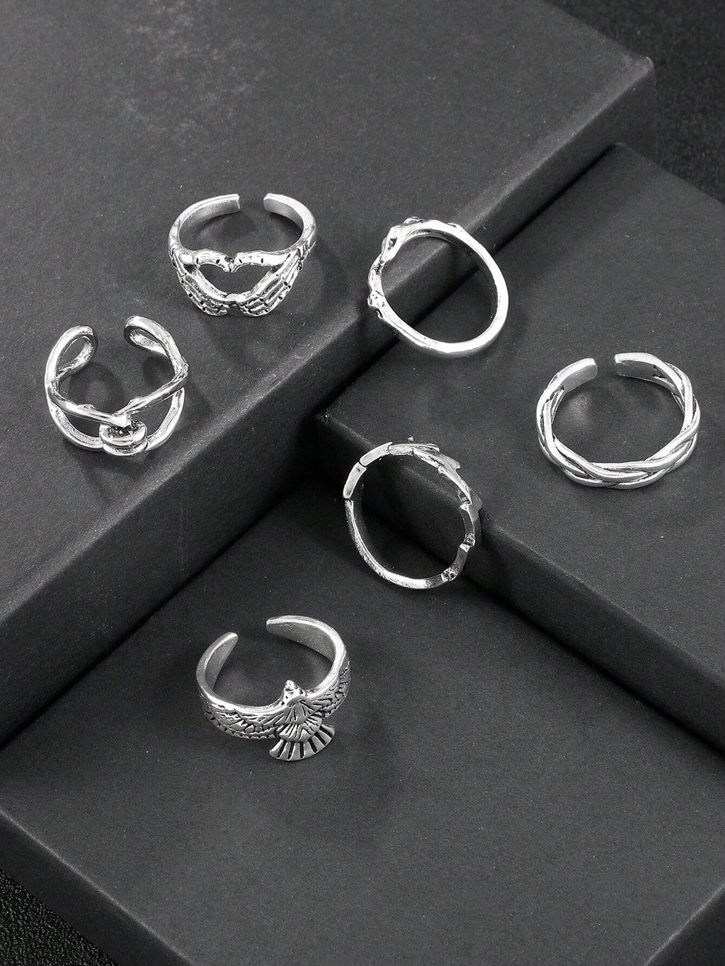 10310 1b-057 Seis piezas anillo de decoración de serpiente y águila