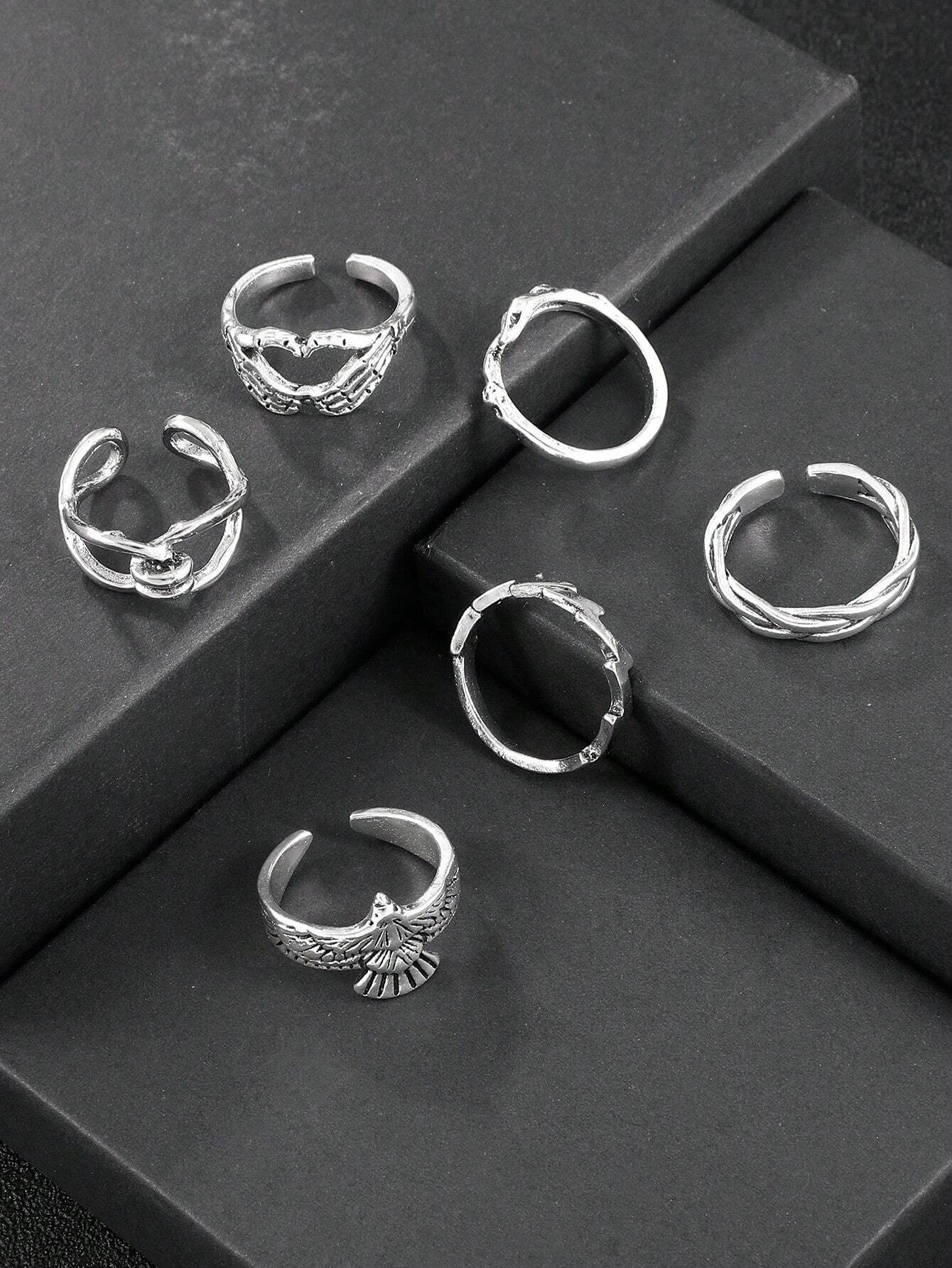 10310 1b-057 Seis piezas anillo de decoración de serpiente y águila