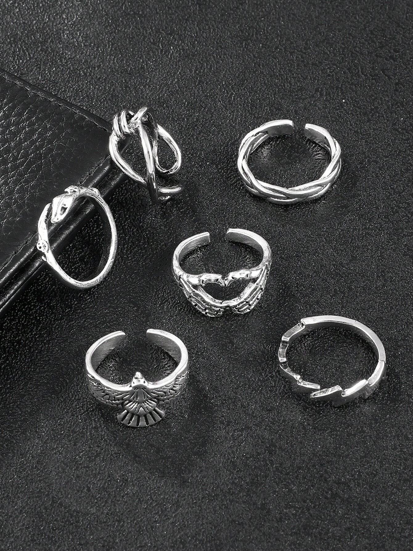 10310 1b-057 Seis piezas anillo de decoración de serpiente y águila